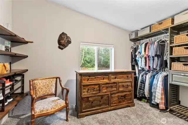 One of the bedrooms was converted into a spacious walk-in closet with built-in organization system.