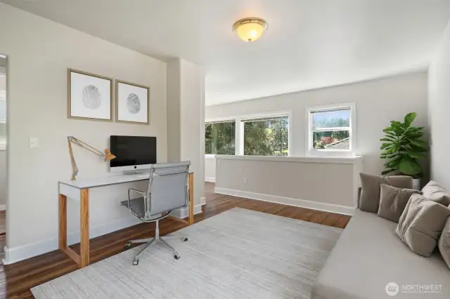 2nd Level room with lake views and original polished hardwood floors - Spare Office, Guest Bedroom - Virtually staged to show possibilities. Fresh paint through-out the home.