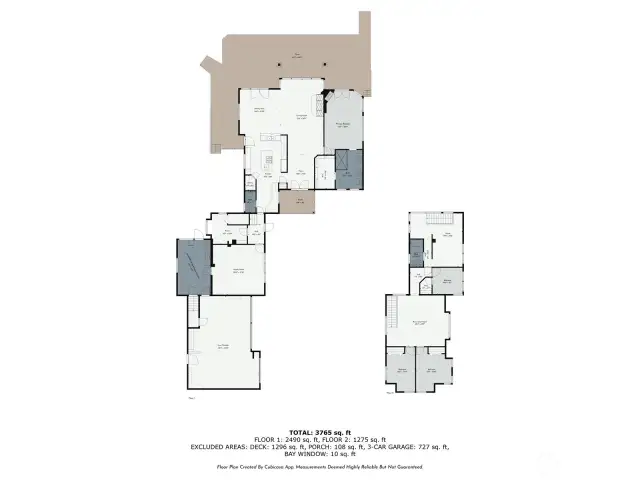 Photographers estimate of floor sizes and layouts.