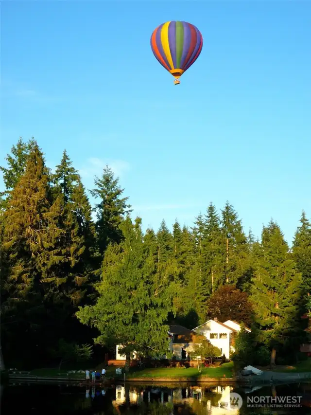Moments of Joy as the Hot Air Balloons hover over the home in the summer months.
