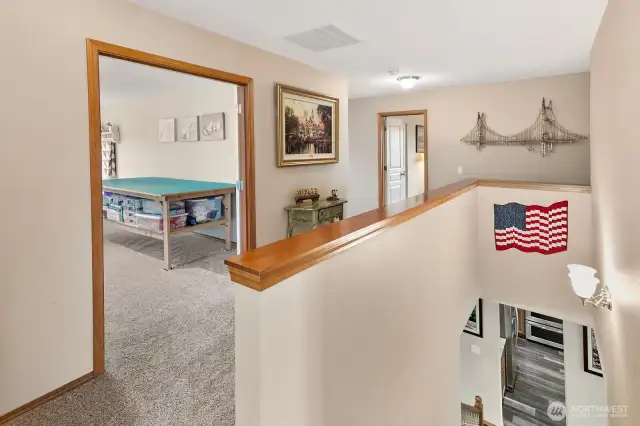 Upstairs hallway is bright and wide!