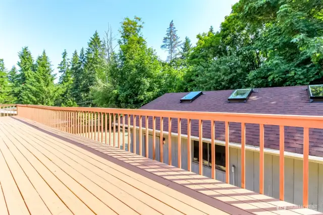 entertainment size deck, goes the length of the  house