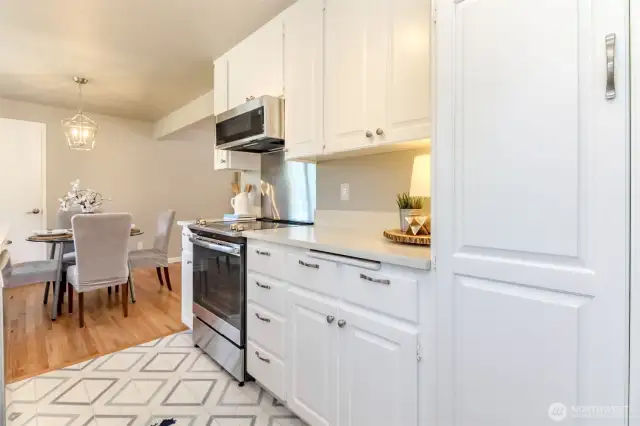 New painted cabinets, lots of storage