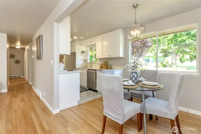 notice the refinished hardwood floors