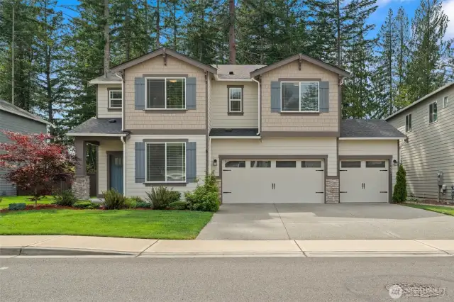 Welcome home to this charming 3-car garage beauty, nestled on a tree-lined street with a greenbelt backdrop and picture-perfect curb appeal.