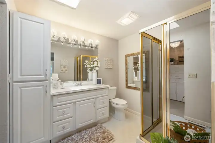 Light and Bright Primary bathroom