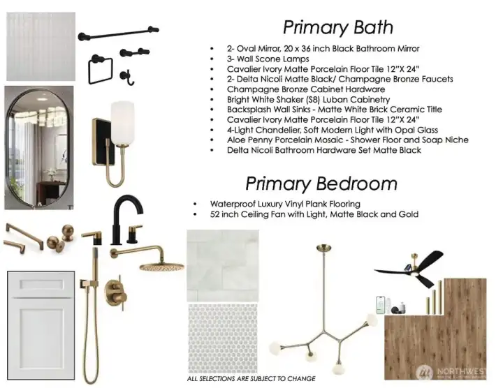 Primary Bath and Bedroom Selections