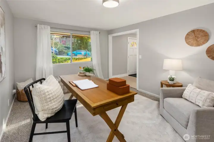 Home office or flex space to the right of the front door as you walk in the home.