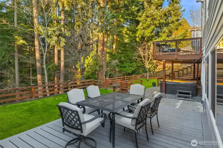 The backyard has space for it all! Soak in the hot tub, play in the grass, or relax on the patio.