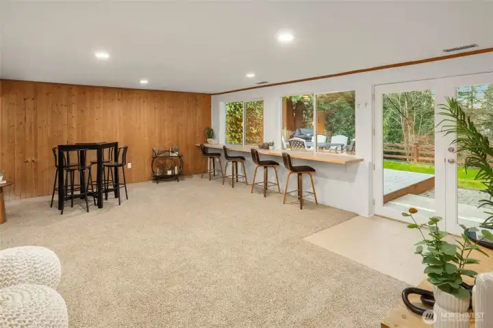 Built-in desk at the window makes a great office space.