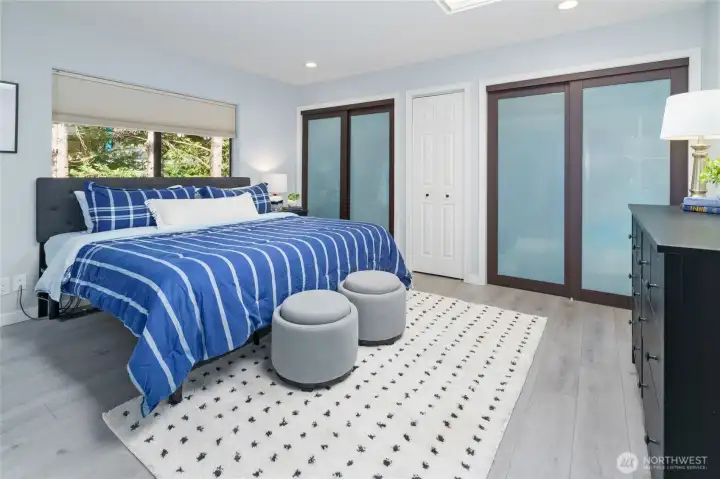 Owner Suite with 3 closets and brand new 3/4 bathroom.