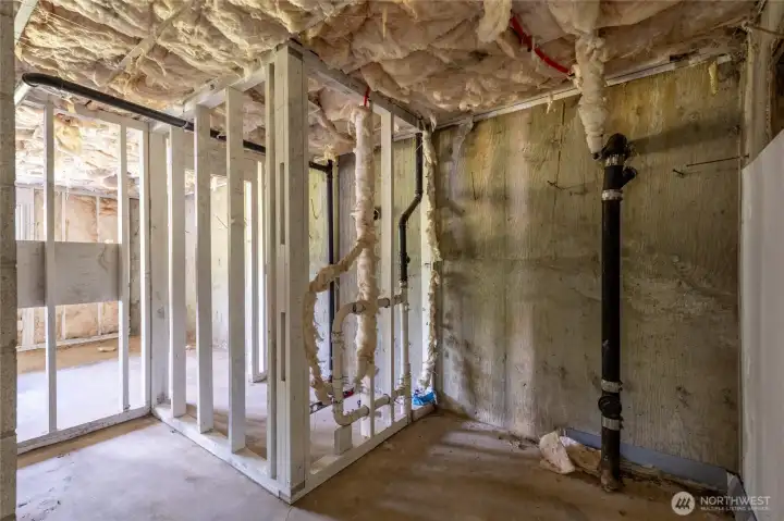 plumbing for basement  is in