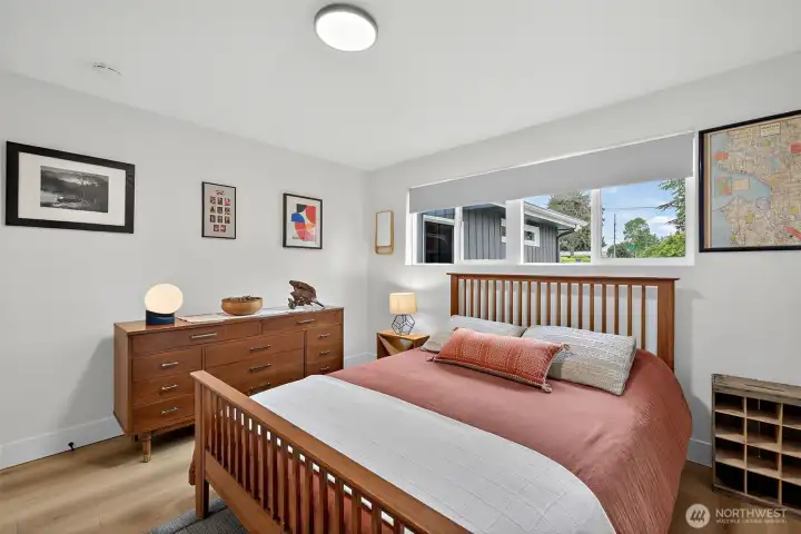 Crisp, white neutral walls in all the bedrooms make an easy backdrop for any decor.