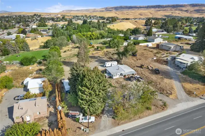Elevated perspective highlighting the size and layout of both parcels in a highly sought-after East Wenatchee location.