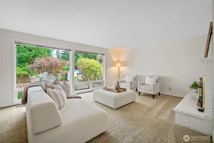 2 large windows fill the living room with light.