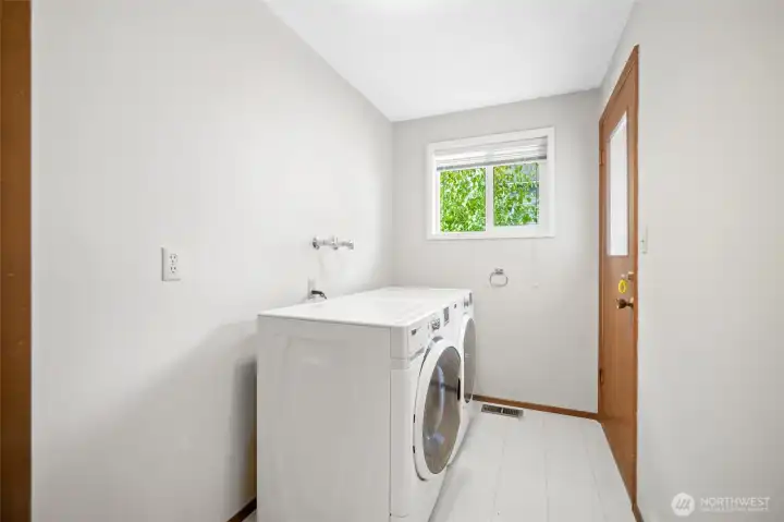 A dedicated utility room off of the garage and kitchen.