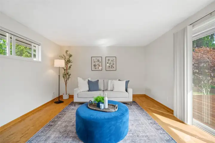 A second family room offers flexible space.