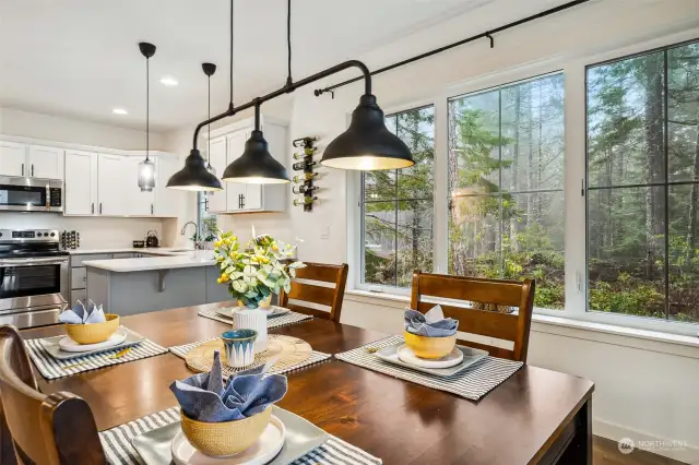 Gather a few, many, or serve a crowd with a buffet. The enchanting ambiance of the dining space and easy kitchen access, plus designer lighting package invites everything from a gourmet oyster fest to PB and J!