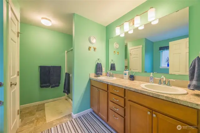 Primary Master bathroom with double sinks