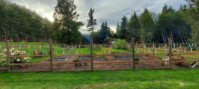 Beautiful fully fenced garden area.