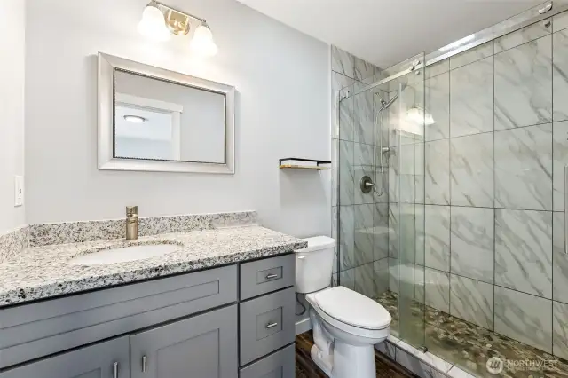 Custom shower with glass doors