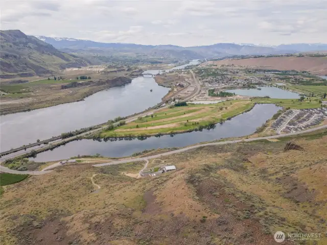 View of Columbia River and golf course.