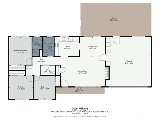 Photographer's approximation of the rooms and their dimensions.