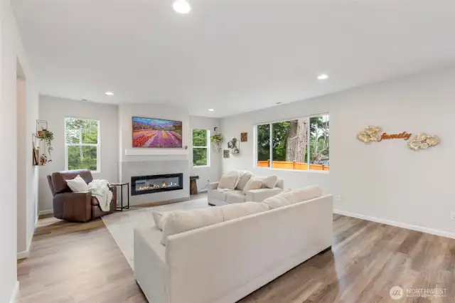 Large living room with wonderful natural light.