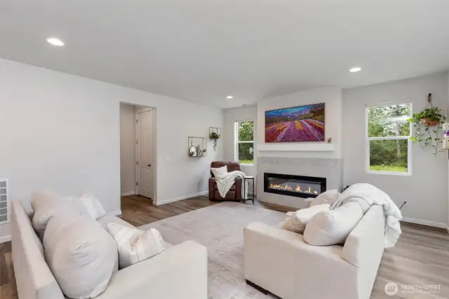 View of living room looking over to Laundry room.