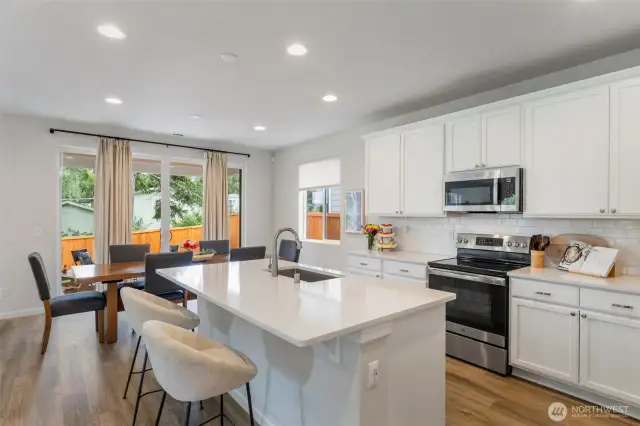 Kitchen with lots of counter space and cabinets.