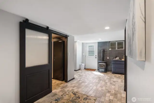 Natural gas stove in basement
