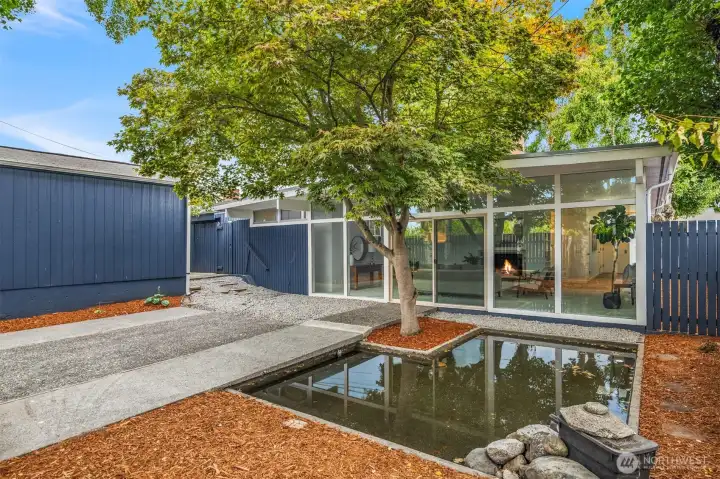 Pond in outdoor courtyard area