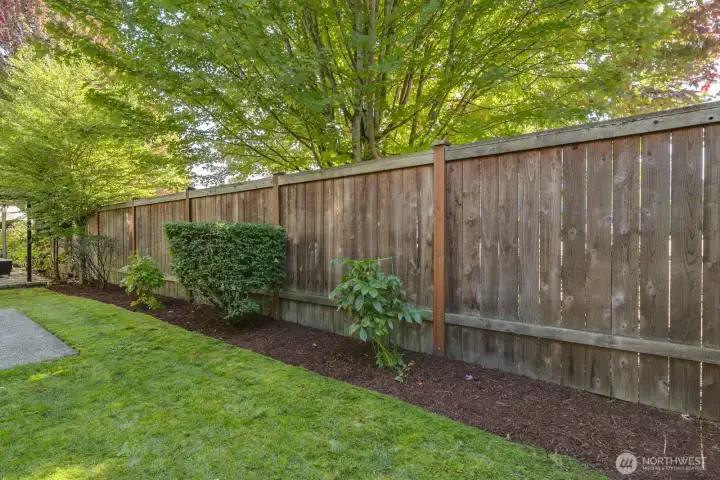 Peaceful easy-care yard with irrigation