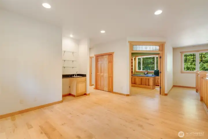 Loft area with wet bar