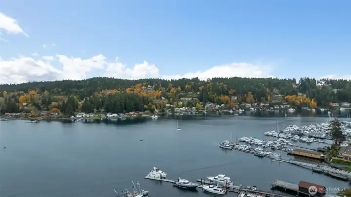 Gig Harbor Bay is one block away from the home and is viewed from most rooms.