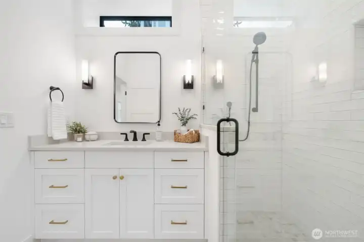 lowest level bath with shower.