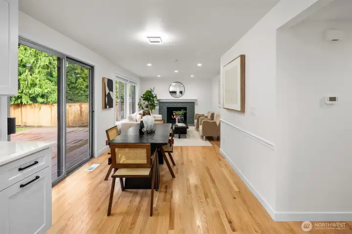 This kitchen eating space offers a natural flow to the living room and a convenient gateway to the back deck.