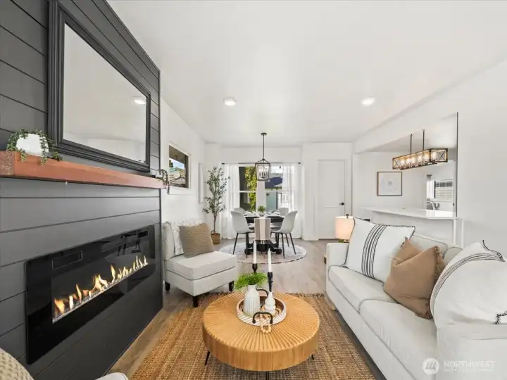 Living room with fireplace