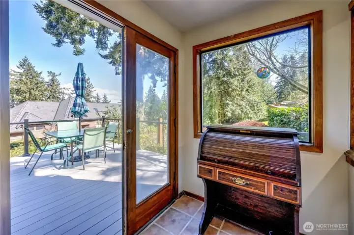 French doors to the deck. This area is exterior in most units.