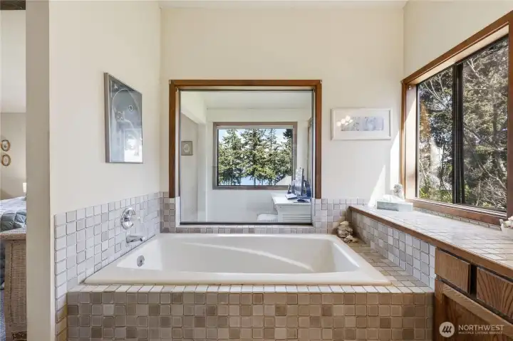 A soaking tub with a view