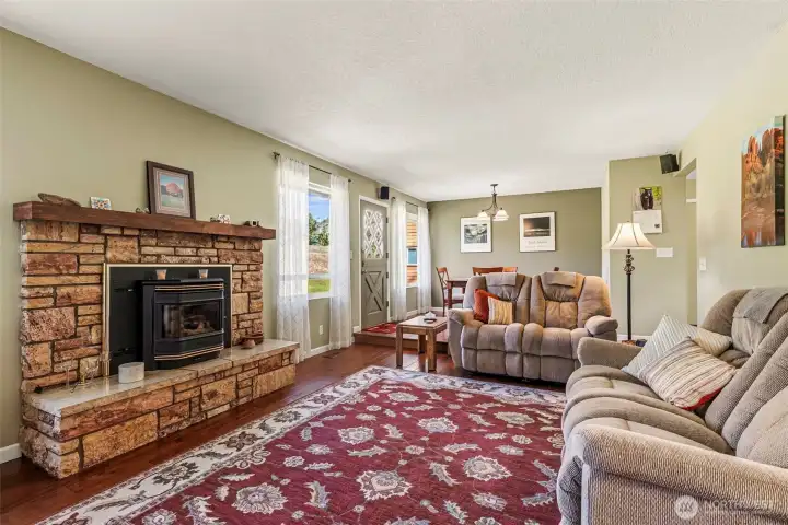 Front room with pellet stove