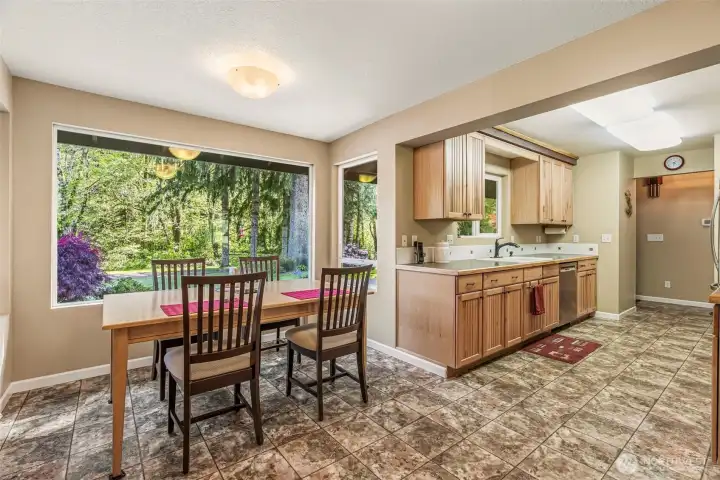 Large viewing window in eating area.