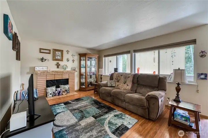 Living Room with wood fireplace