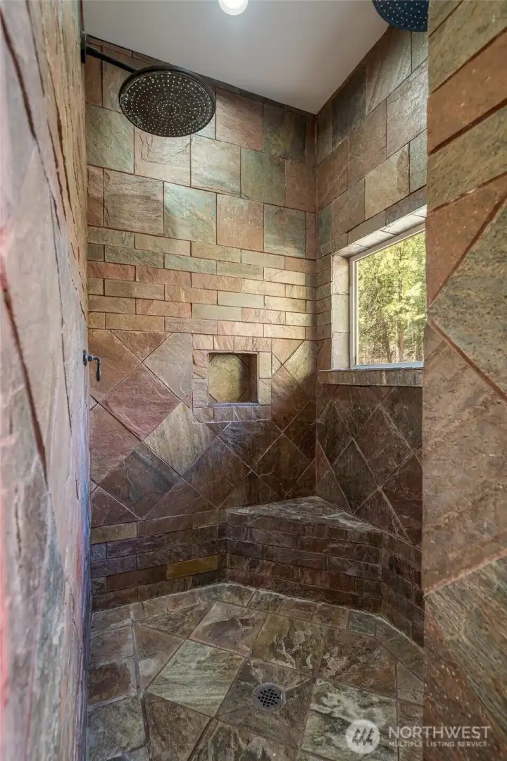 Slate tile shower Slate tile shower