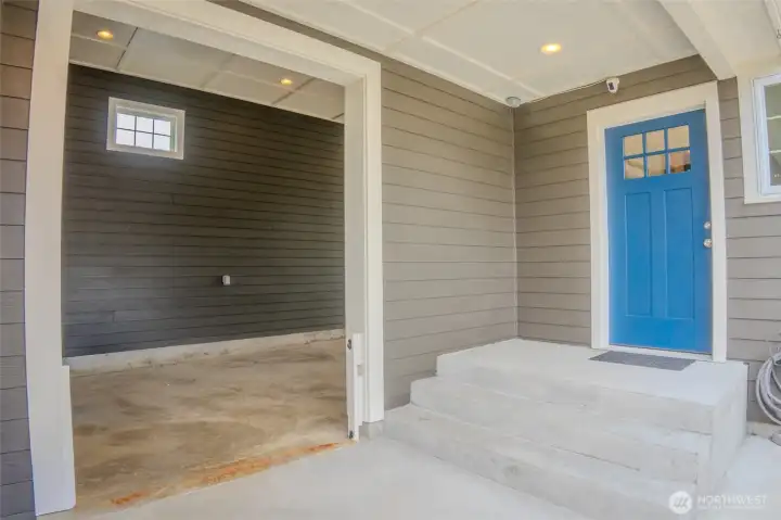 Back door to RV garage and shop/art room