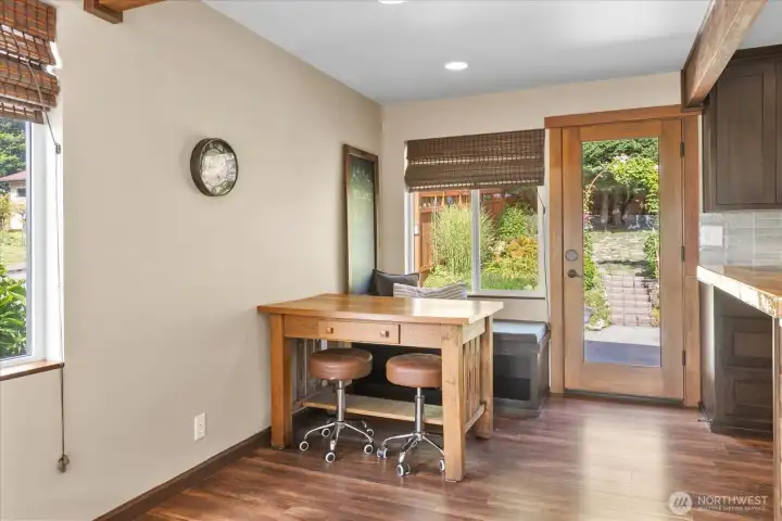 Dining area with direct access to the secluded outdoor patio and backyard. Dining area with direct access to the secluded outdoor patio and backyard.