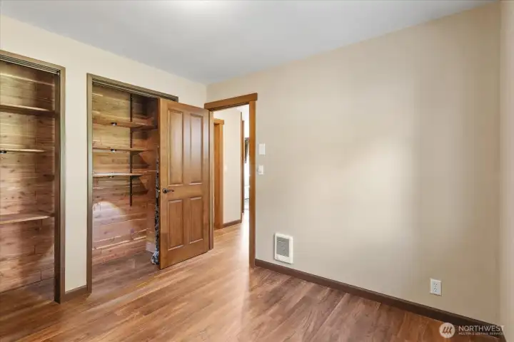 Second bedroom has luxury vinyl plank flooring consistent throughout the home. Second bedroom has luxury vinyl plank flooring consistent throughout the home.