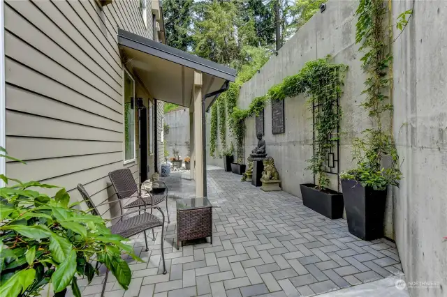 Hardscaped Courtyard is Low Maintenance and Private.