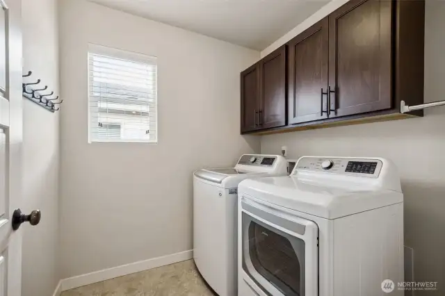 Upstairs laundry room -- where the bedrooms are. Five year old W&D stay!