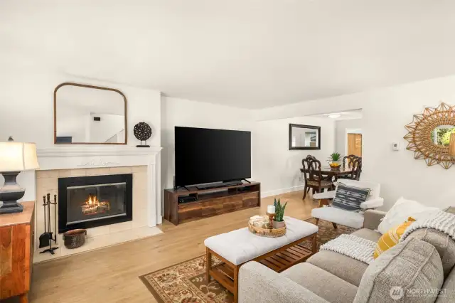 Living room connects to dining area